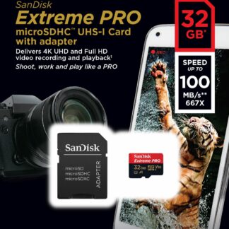SanDisk SDHC 32GB Micro Extreme Pro 100MB/s C10 V30 U3+SD Adap.